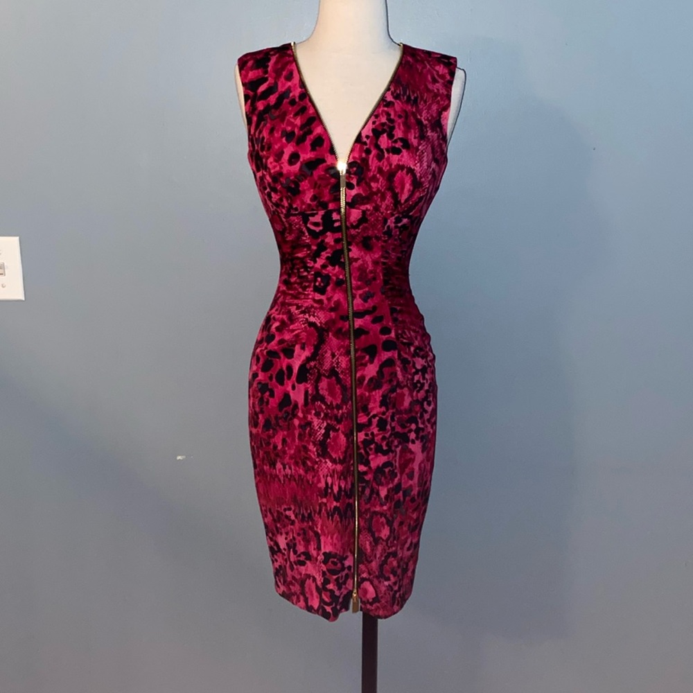 Cache Snake and Leopard Print Dress